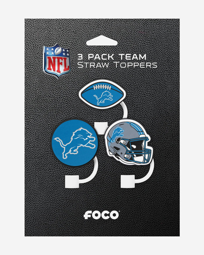 Detroit Lions 3 Pack Primary Logo Straw Toppers FOCO - FOCO.com