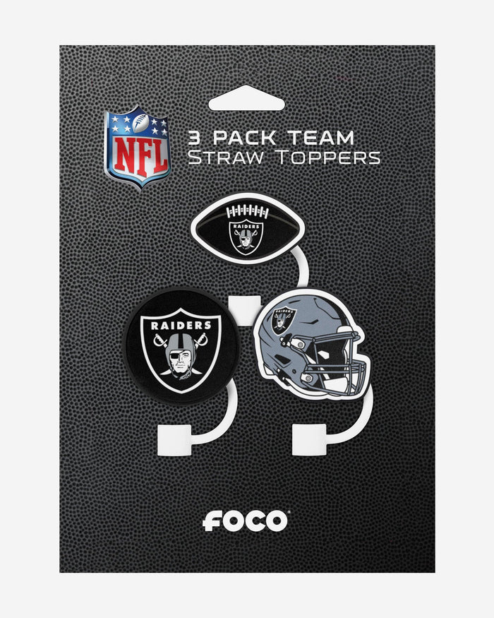 Las Vegas Raiders 3 Pack Primary Logo Straw Toppers FOCO - FOCO.com