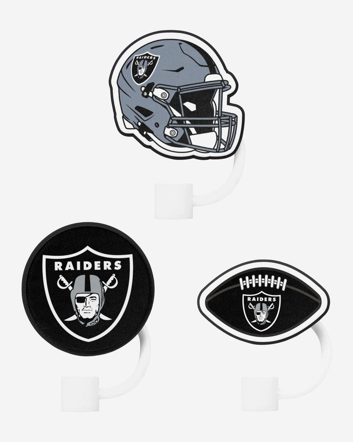 Las Vegas Raiders 3 Pack Primary Logo Straw Toppers FOCO - FOCO.com