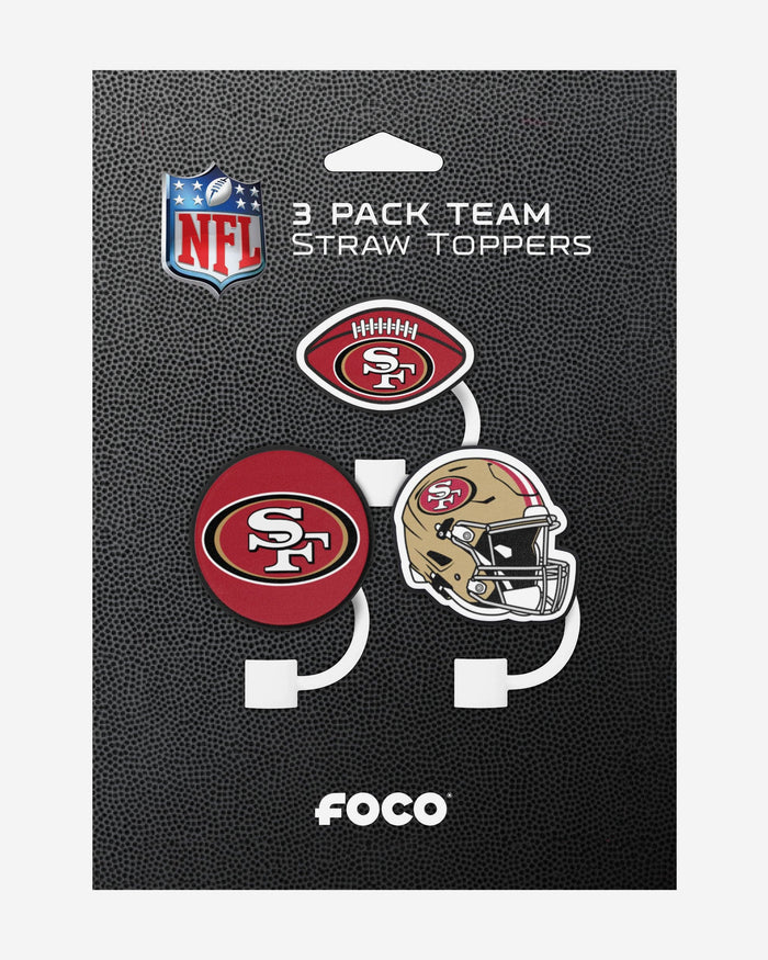 San Francisco 49ers 3 Pack Primary Logo Straw Toppers FOCO - FOCO.com