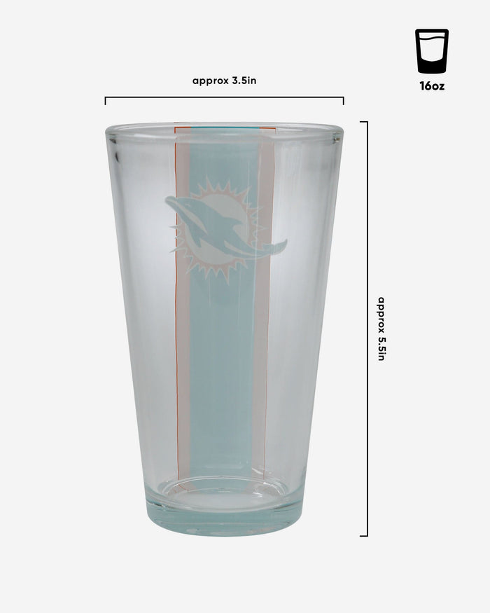 Miami Dolphins Team Stripe Pint Glass FOCO - FOCO.com