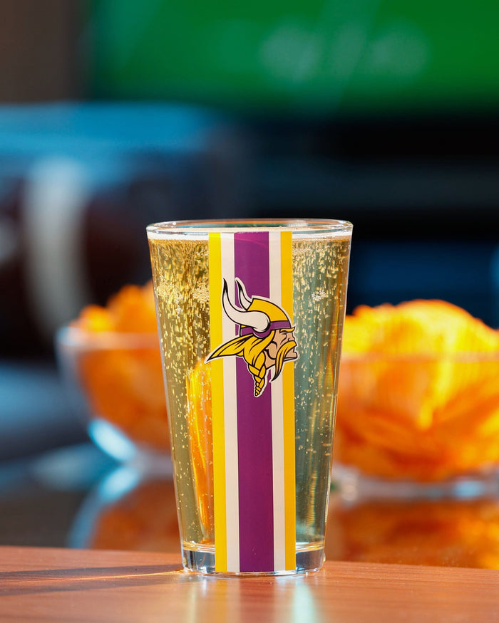 Minnesota Vikings Team Stripe Pint Glass FOCO - FOCO.com