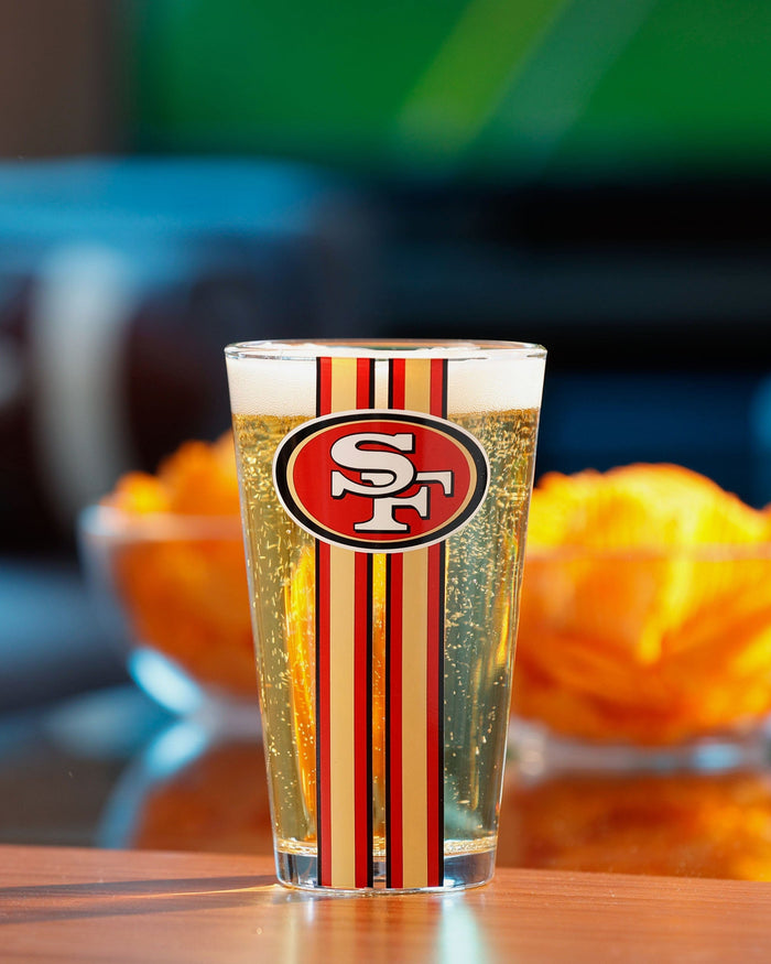 San Francisco 49ers Team Stripe Pint Glass FOCO - FOCO.com