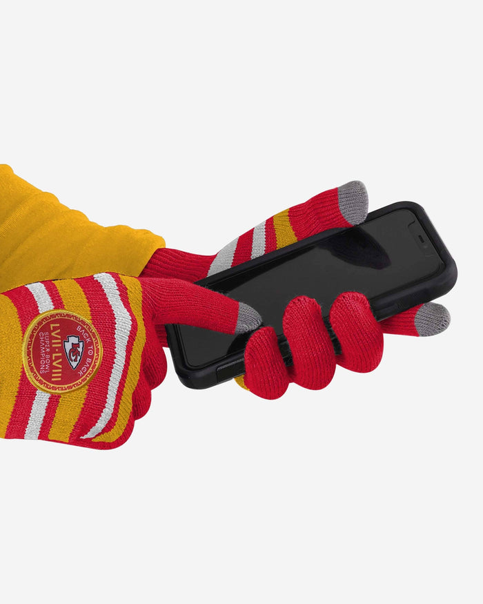 Kansas City Chiefs Super Bowl LVIII Champions Stretch Gloves FOCO - FOCO.com