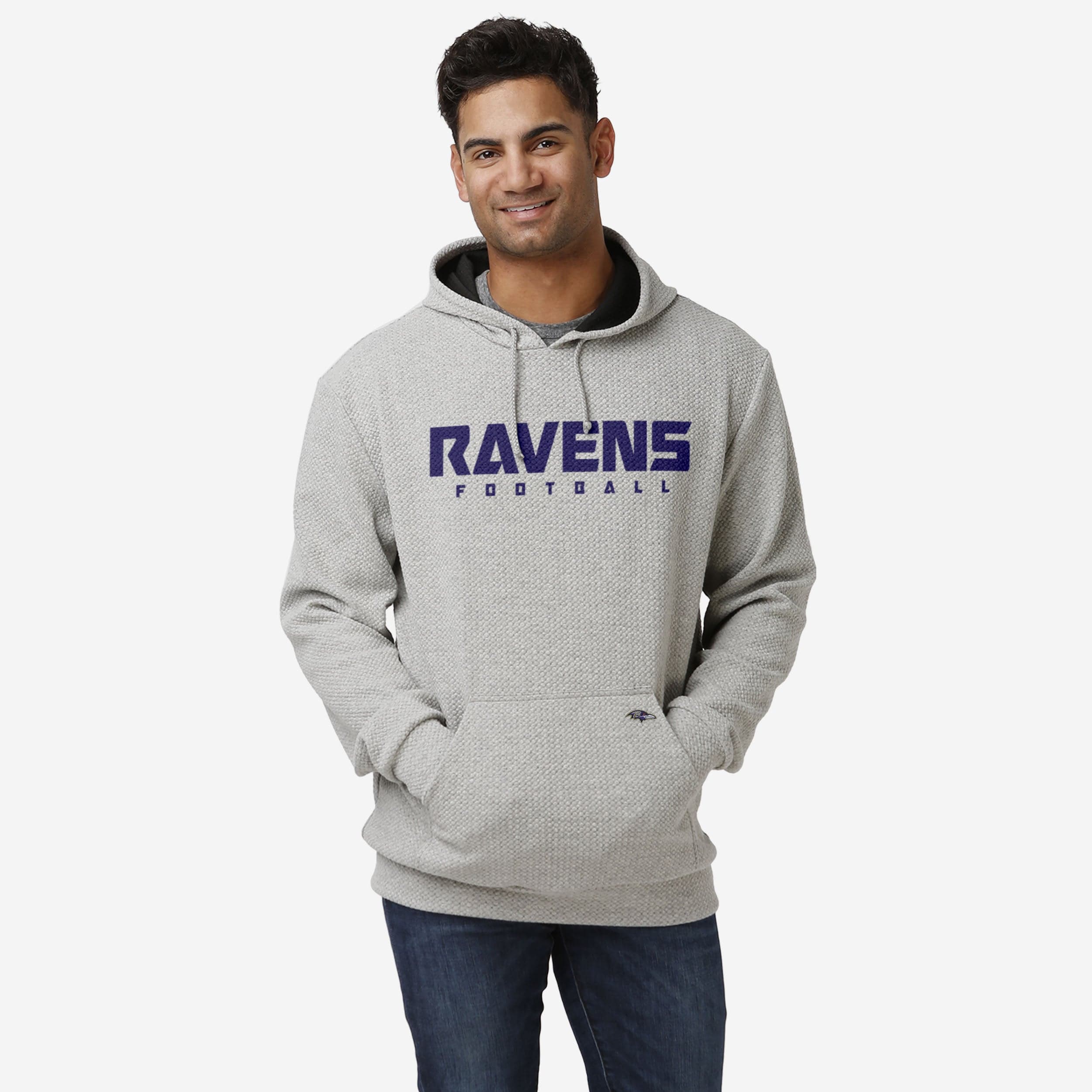 Baltimore Ravens Hoodie Men Large Gray Purple Pull Over Sweater