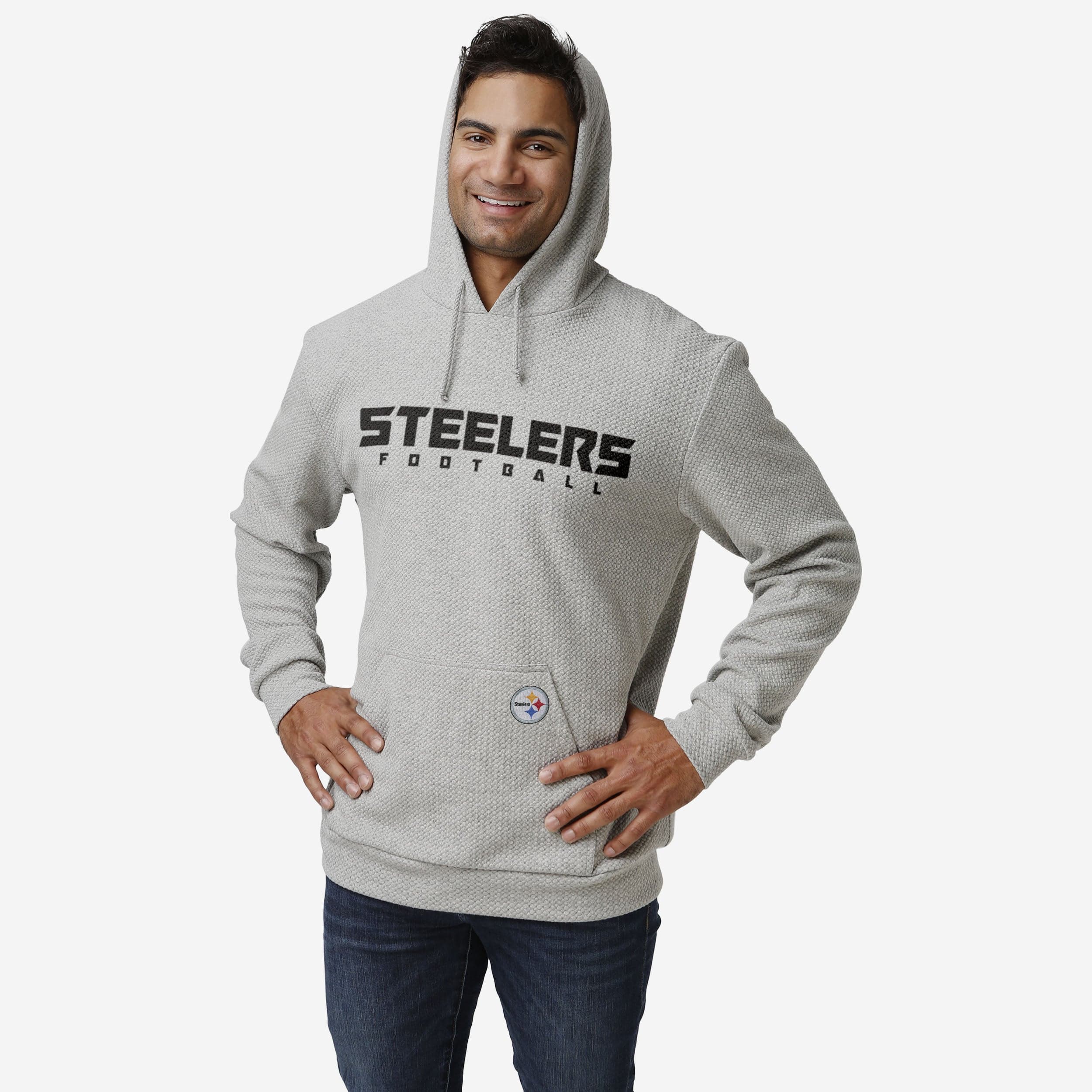 FOCO Pittsburgh Steelers Gray Woven Hoodie, Mens Size: L