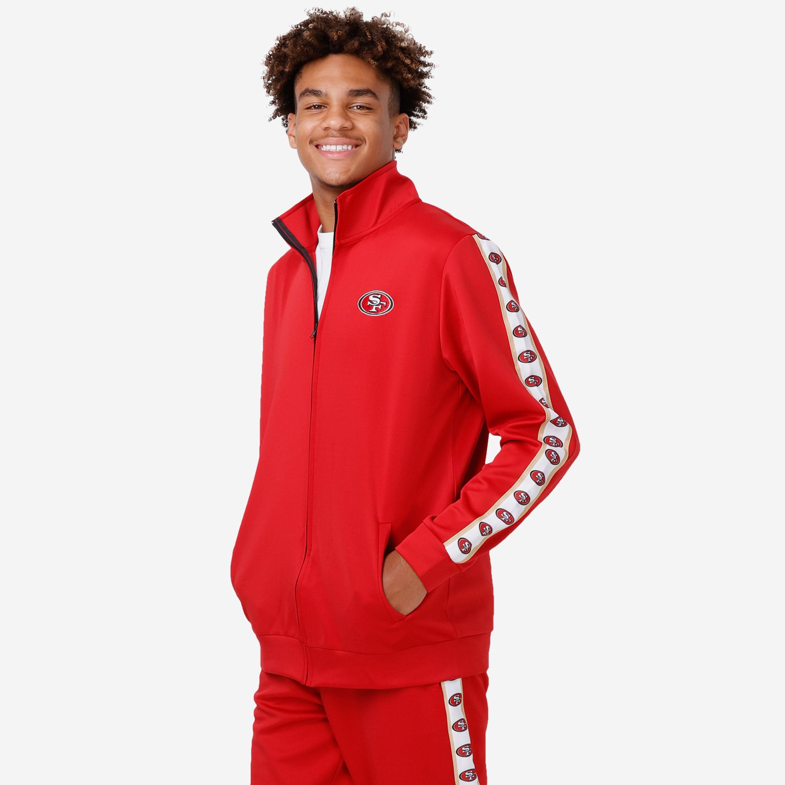 San Francisco 49ers Stripe Logo Track Jacket FOCO