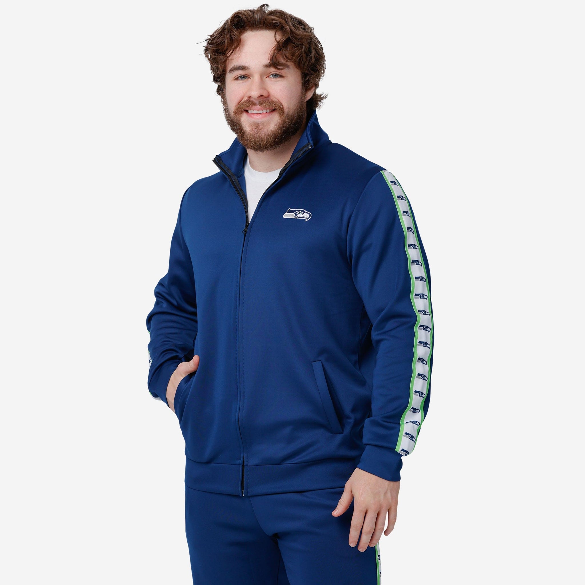 Seattle Seahawks Stripe Logo Track Jacket FOCO