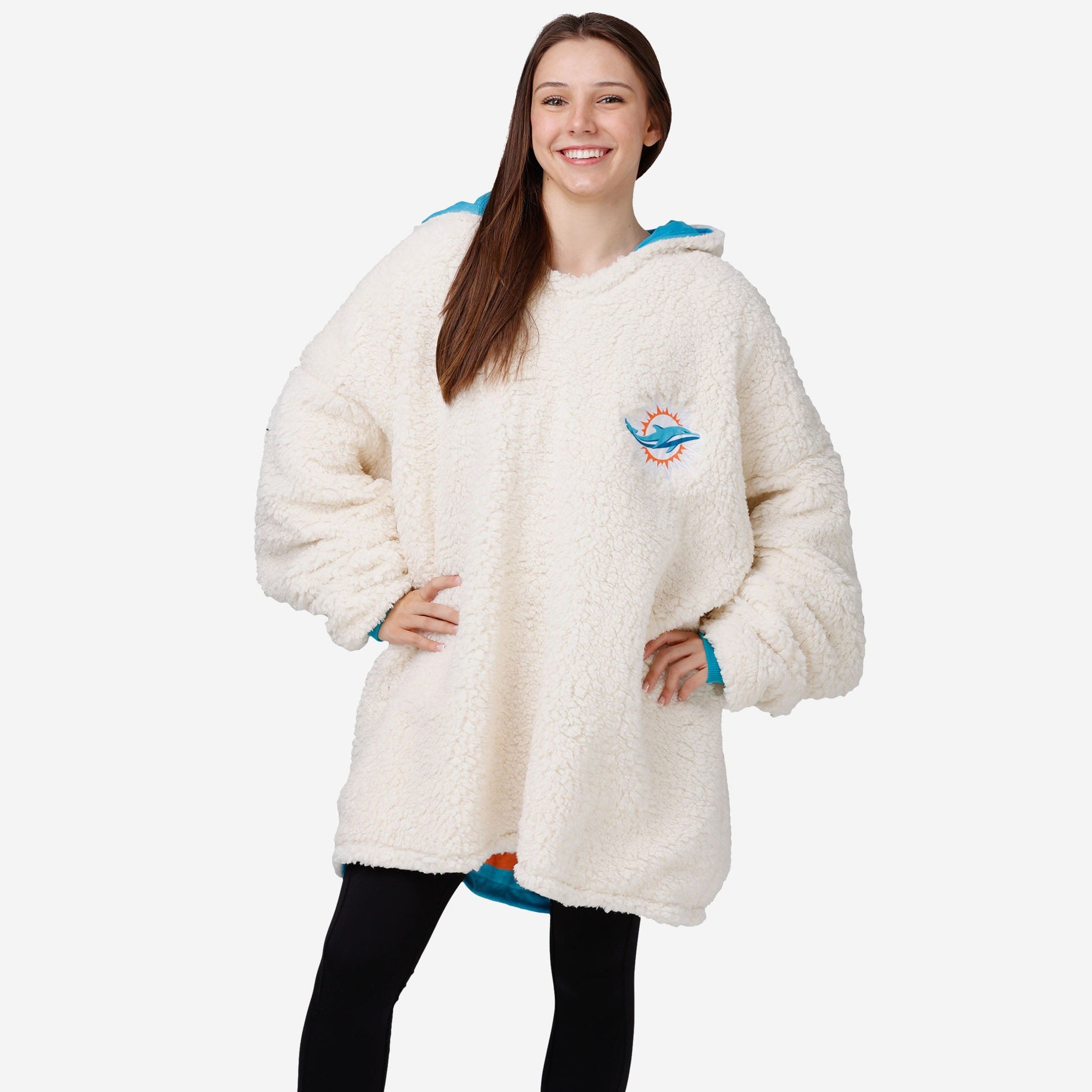 Orange/White Miami Dolphins Reversible Sherpa Hoodeez