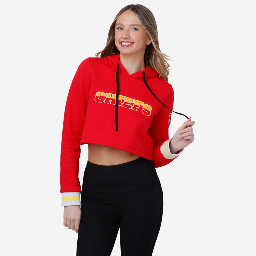 Kansas City Chiefs Womens Cropped Chenille Hoodie FOCO S - FOCO.com