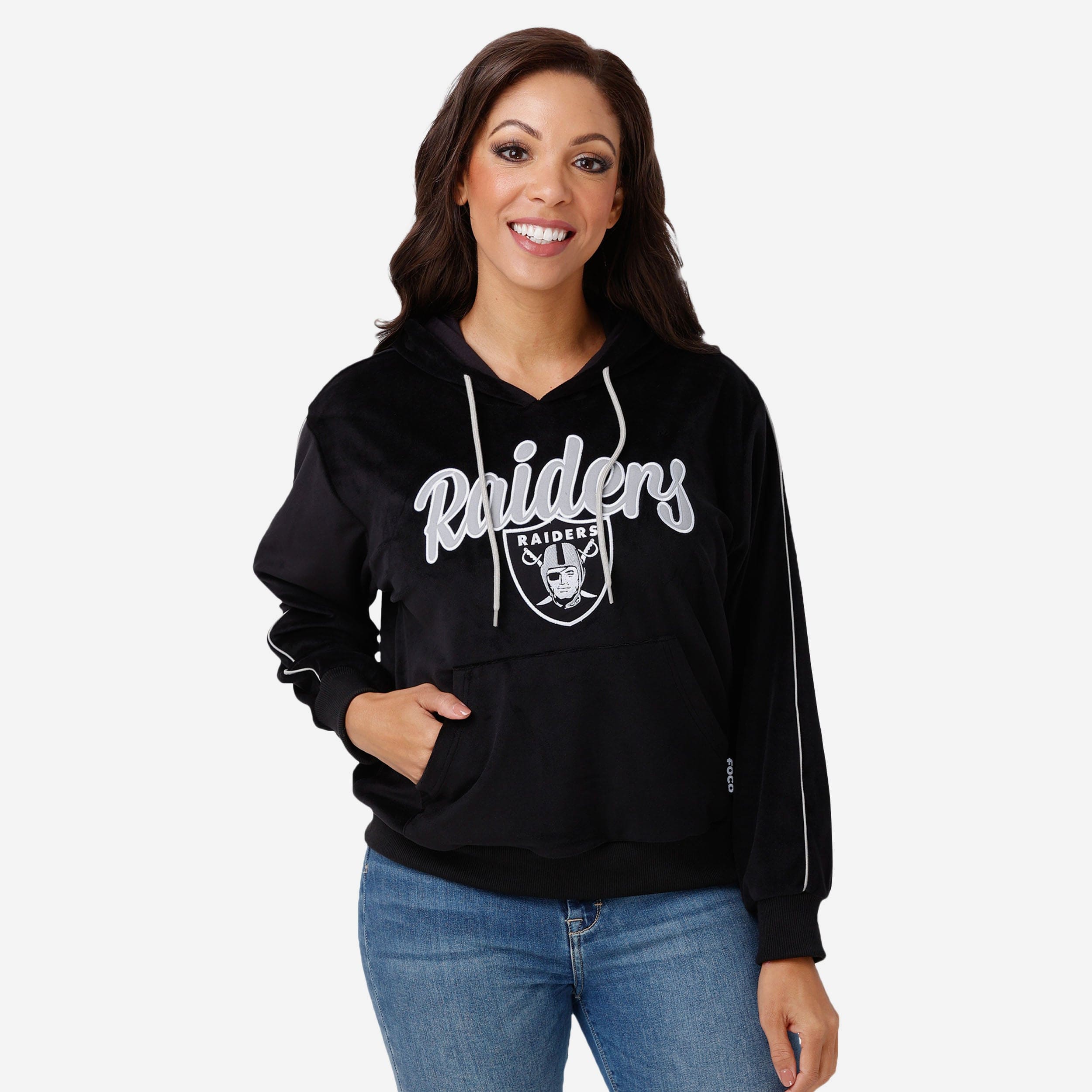 Las Vegas Raiders Womens Velour Hooded Sweatshirt FOCO