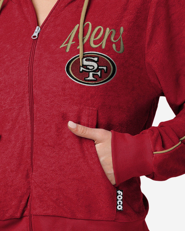 San Francisco 49ers Womens Terry Knit Zip Up Top FOCO - FOCO.com