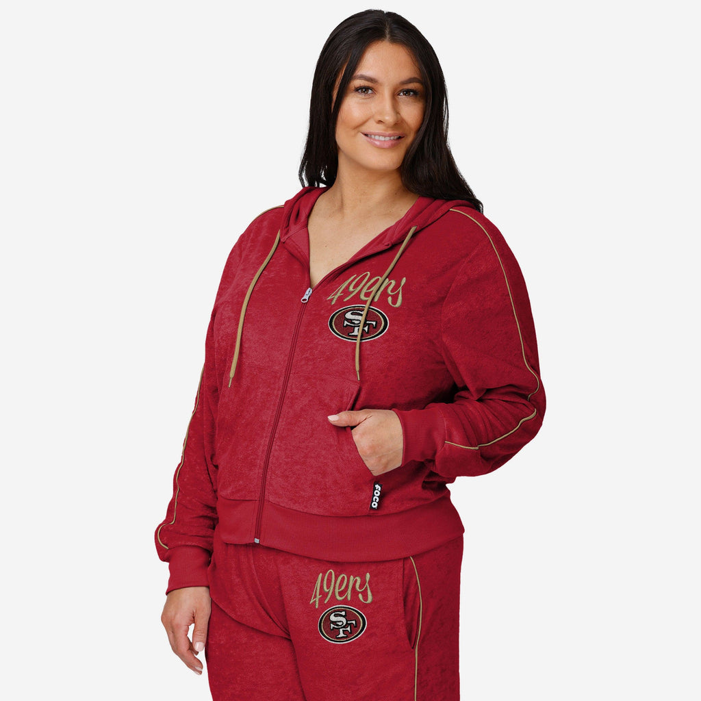 San Francisco 49ers Womens Terry Knit Zip Up Top FOCO S - FOCO.com