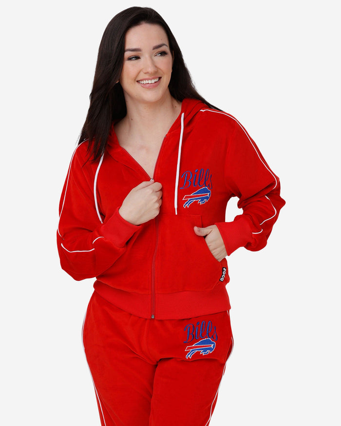 Buffalo Bills Womens Red Velour Zip Up Top FOCO S - FOCO.com