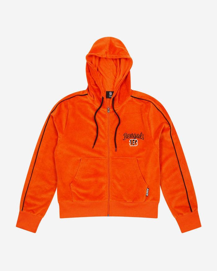 Cincinnati Bengals Womens Orange Velour Zip Up Top FOCO - FOCO.com