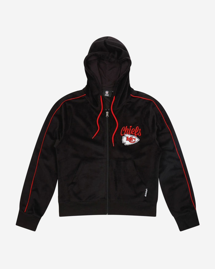 Kansas City Chiefs Womens Black Velour Zip Up Top FOCO - FOCO.com