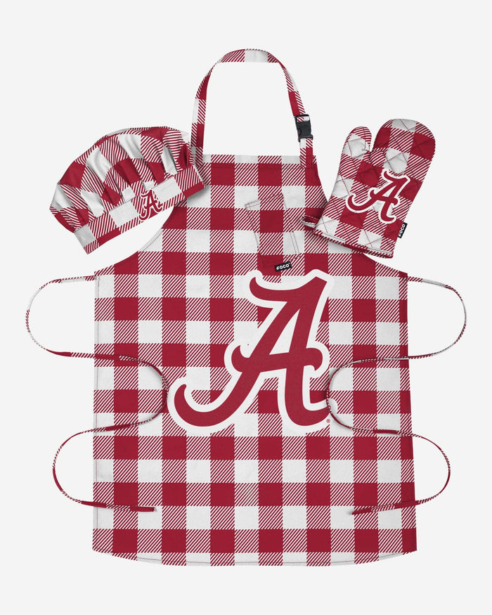 Alabama Crimson Tide Plaid Chef Set FOCO - FOCO.com