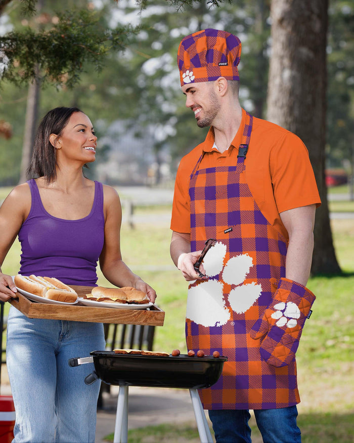 Clemson Tigers Plaid Chef Set FOCO - FOCO.com