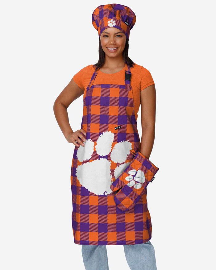 Clemson Tigers Plaid Chef Set FOCO - FOCO.com