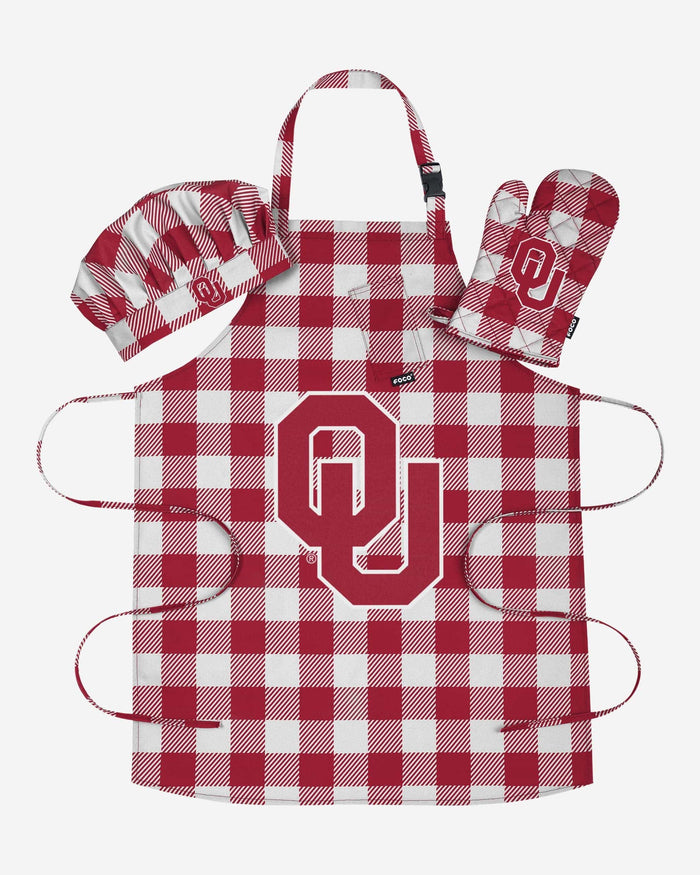 Oklahoma Sooners Plaid Chef Set FOCO - FOCO.com