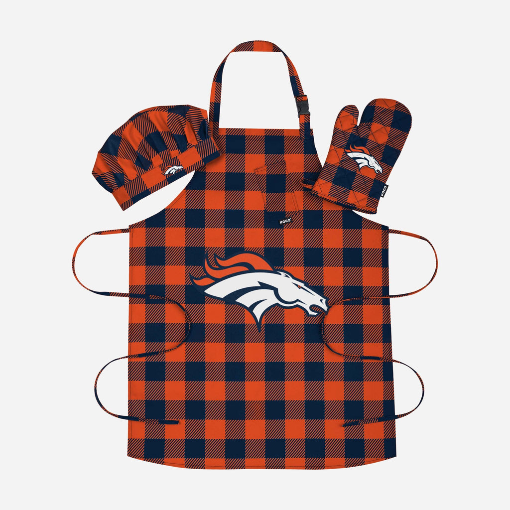 Denver Broncos Plaid Chef Set FOCO - FOCO.com