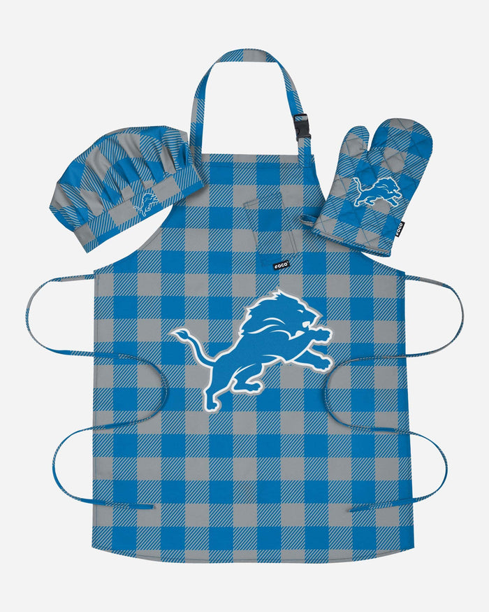 Detroit Lions Plaid Chef Set FOCO - FOCO.com