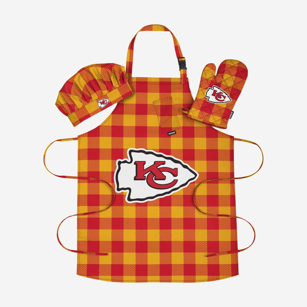 Kansas City Chiefs Plaid Chef Set FOCO - FOCO.com