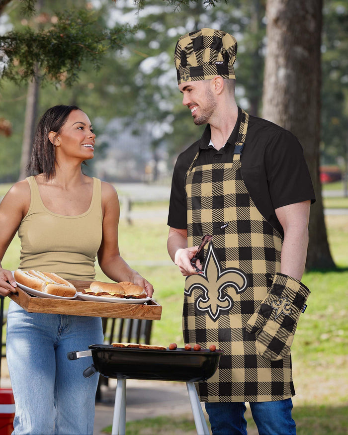 New Orleans Saints Plaid Chef Set FOCO - FOCO.com