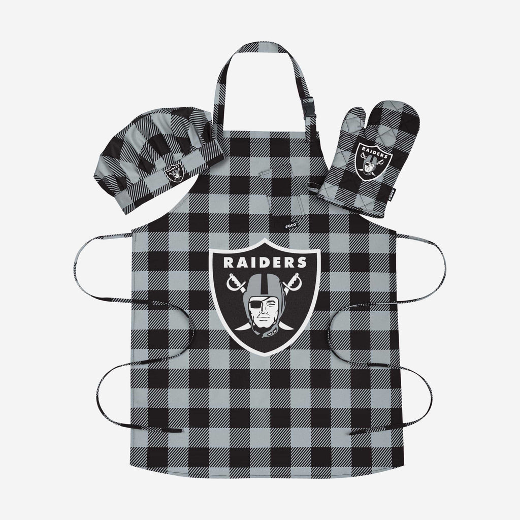 Las Vegas Raiders Plaid Chef Set FOCO - FOCO.com