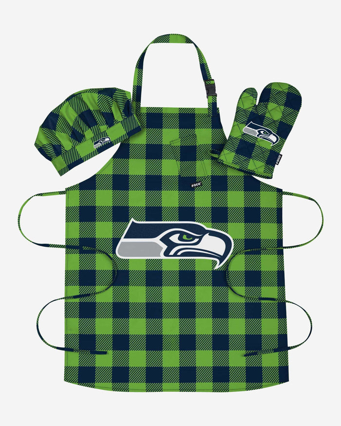 Seattle Seahawks Plaid Chef Set FOCO - FOCO.com