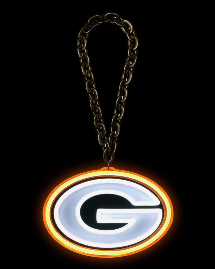 Green Bay Packers Neon Light Up Big Logo Chain FOCO - FOCO.com