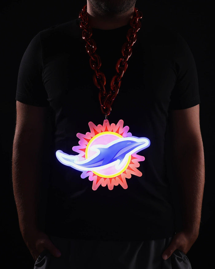 Miami Dolphins Neon Light Up Big Logo Chain FOCO - FOCO.com