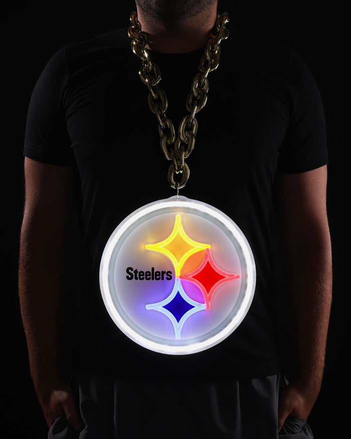 Pittsburgh Steelers Neon Light Up Big Logo Chain FOCO - FOCO.com