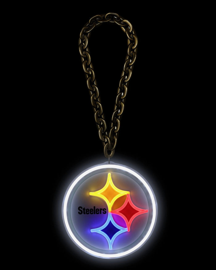 Pittsburgh Steelers Neon Light Up Big Logo Chain FOCO - FOCO.com