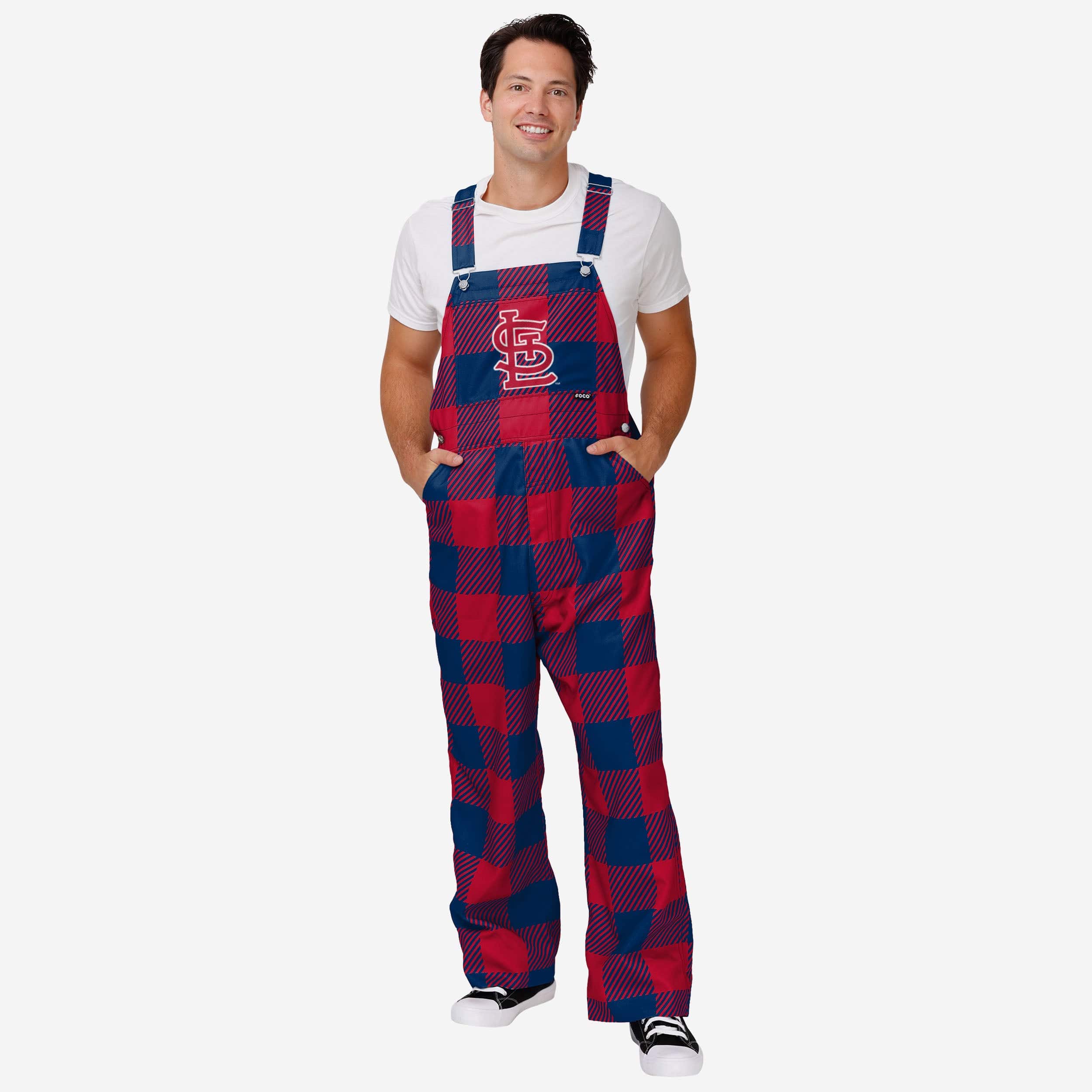 St Louis Cardinals Womens Plaid Bib Overalls FOCO