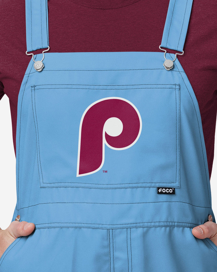 FOCO Philadelphia Phillies Mens Powder Blue Big Logo Bib Overalls, Mens Size: XL