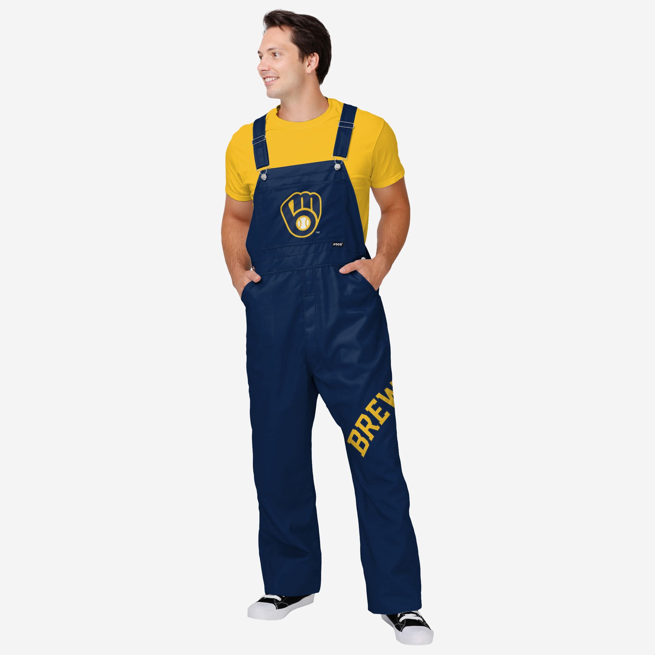 Milwaukee Brewers Womens Big Logo Bib Overalls FOCO