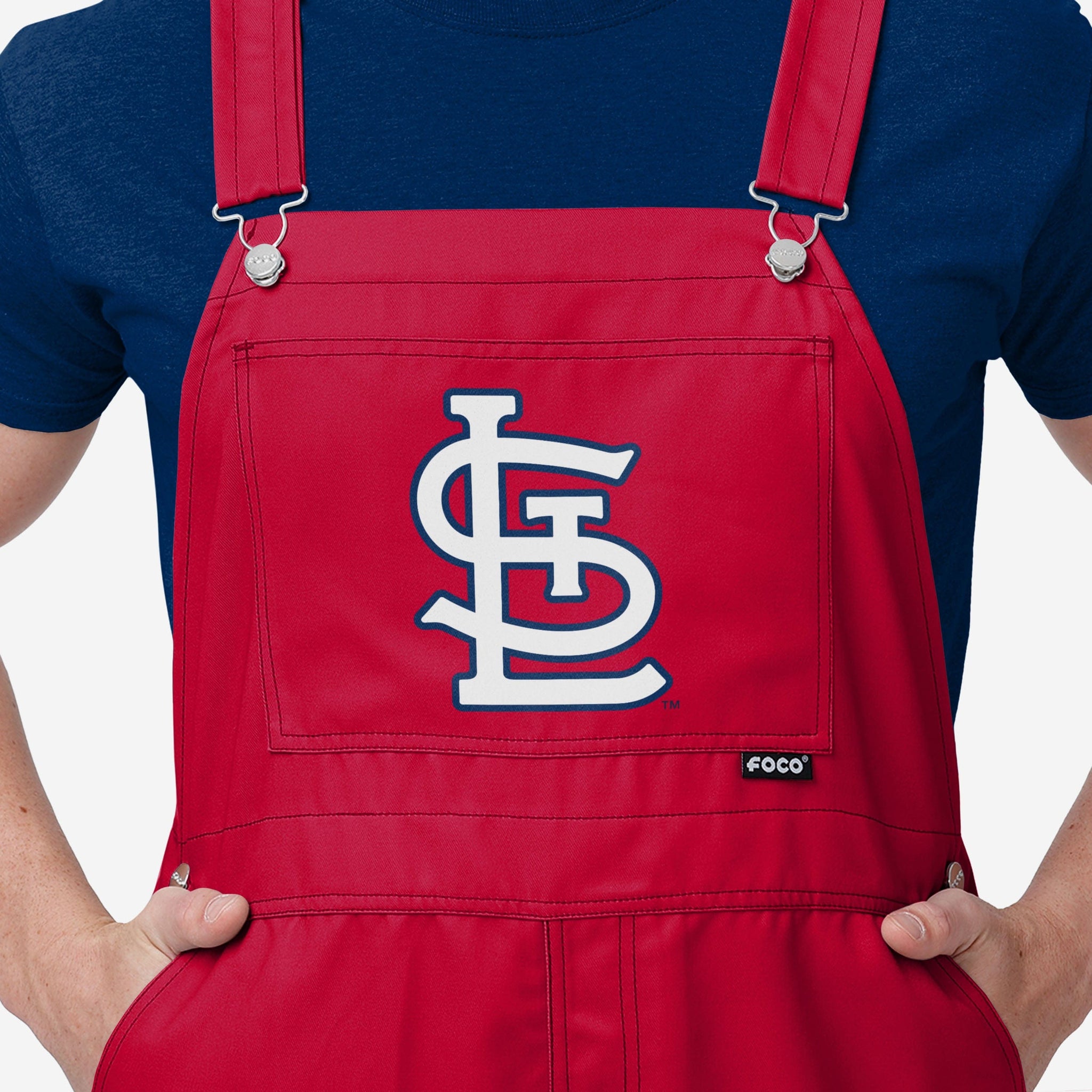 FOCO St Louis Cardinals Powder Blue Mens Big Logo Bib Overalls, Mens Size: XL
