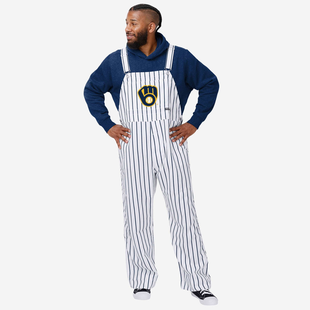 Milwaukee Brewers Mens Pinstripe Bib Overalls FOCO S - FOCO.com