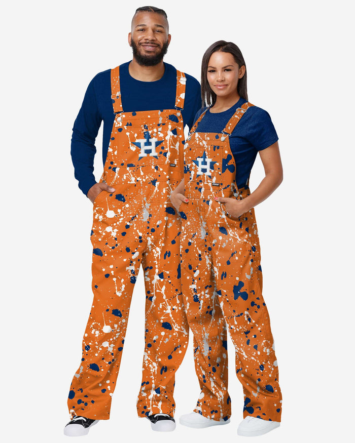 Houston Astros Mens Paint Splatter Bib Overalls FOCO - FOCO.com