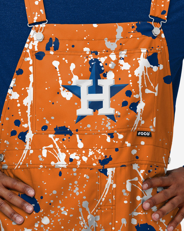 Houston Astros Mens Paint Splatter Bib Overalls FOCO - FOCO.com