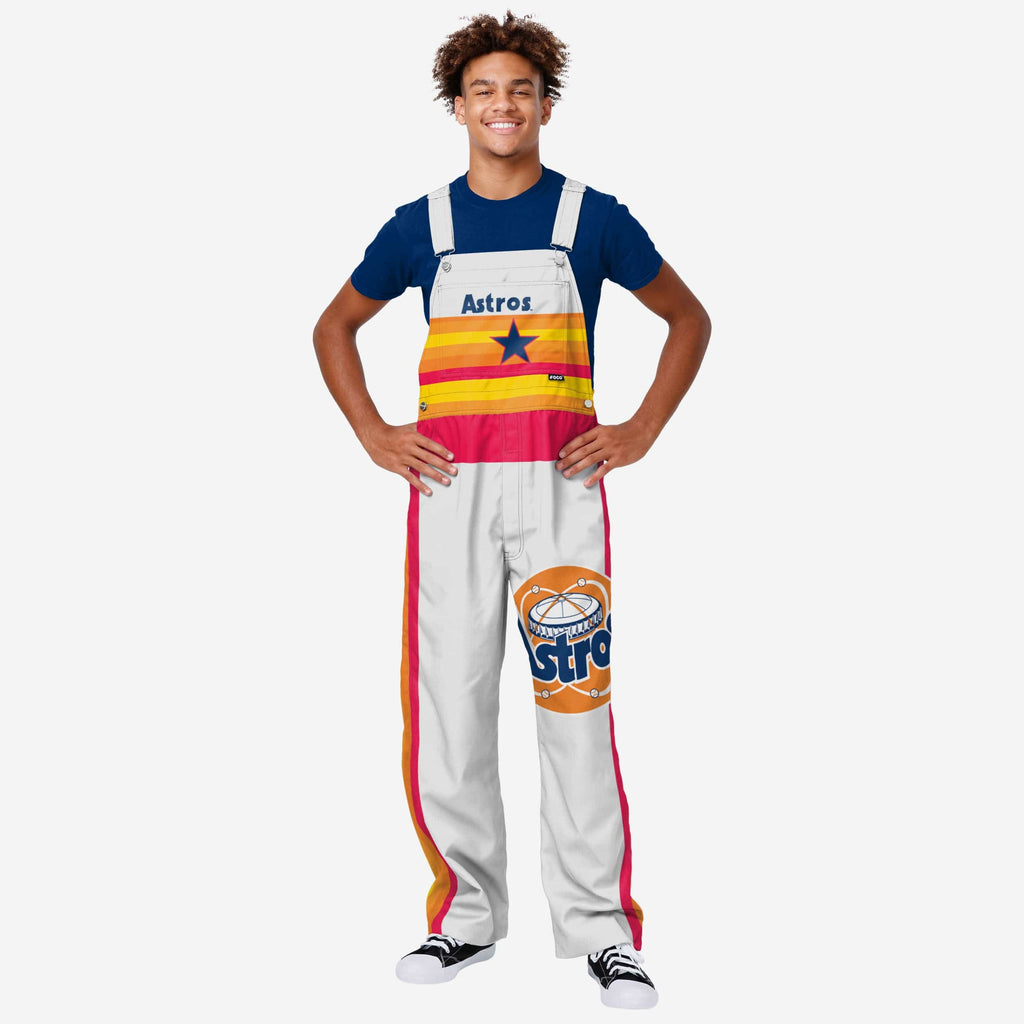 Houston Astros Mens Throwback Stripe Thematic Bib Overalls FOCO S - FOCO.com