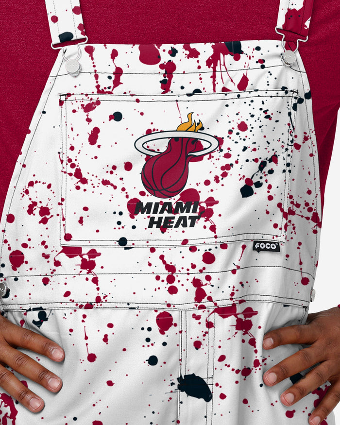 Miami Heat Mens Paint Splatter Bib Overalls FOCO - FOCO.com