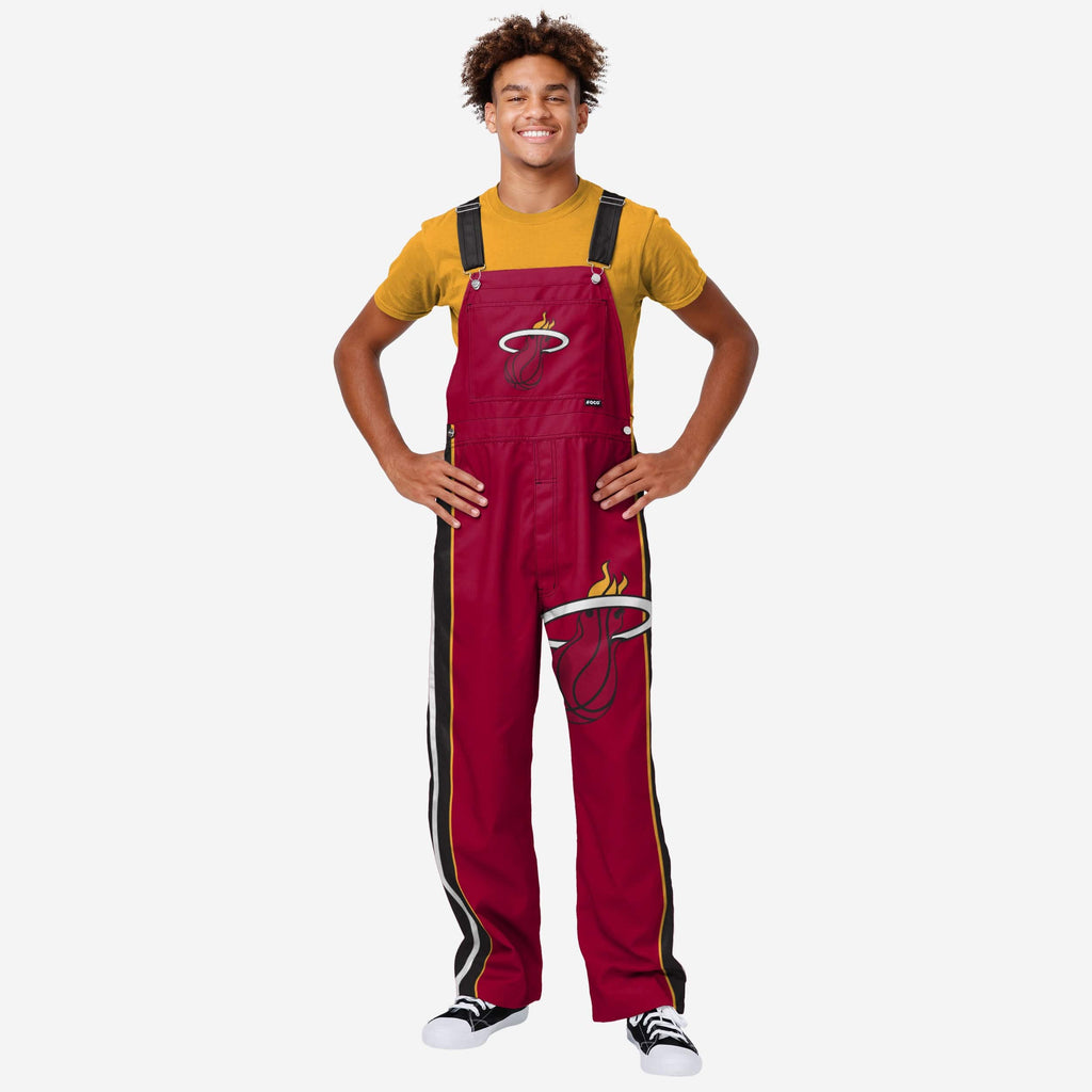 Miami Heat Mens Team Stripe Bib Overalls FOCO S - FOCO.com