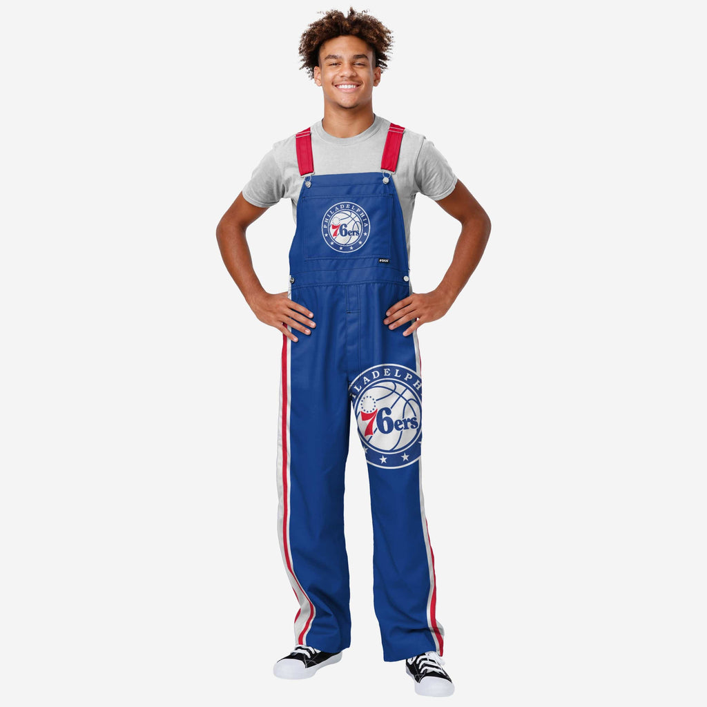 Philadelphia 76ers Mens Team Stripe Bib Overalls FOCO S - FOCO.com