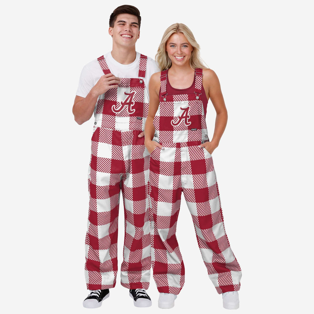 Alabama Crimson Tide Mens Plaid Bib Overalls FOCO