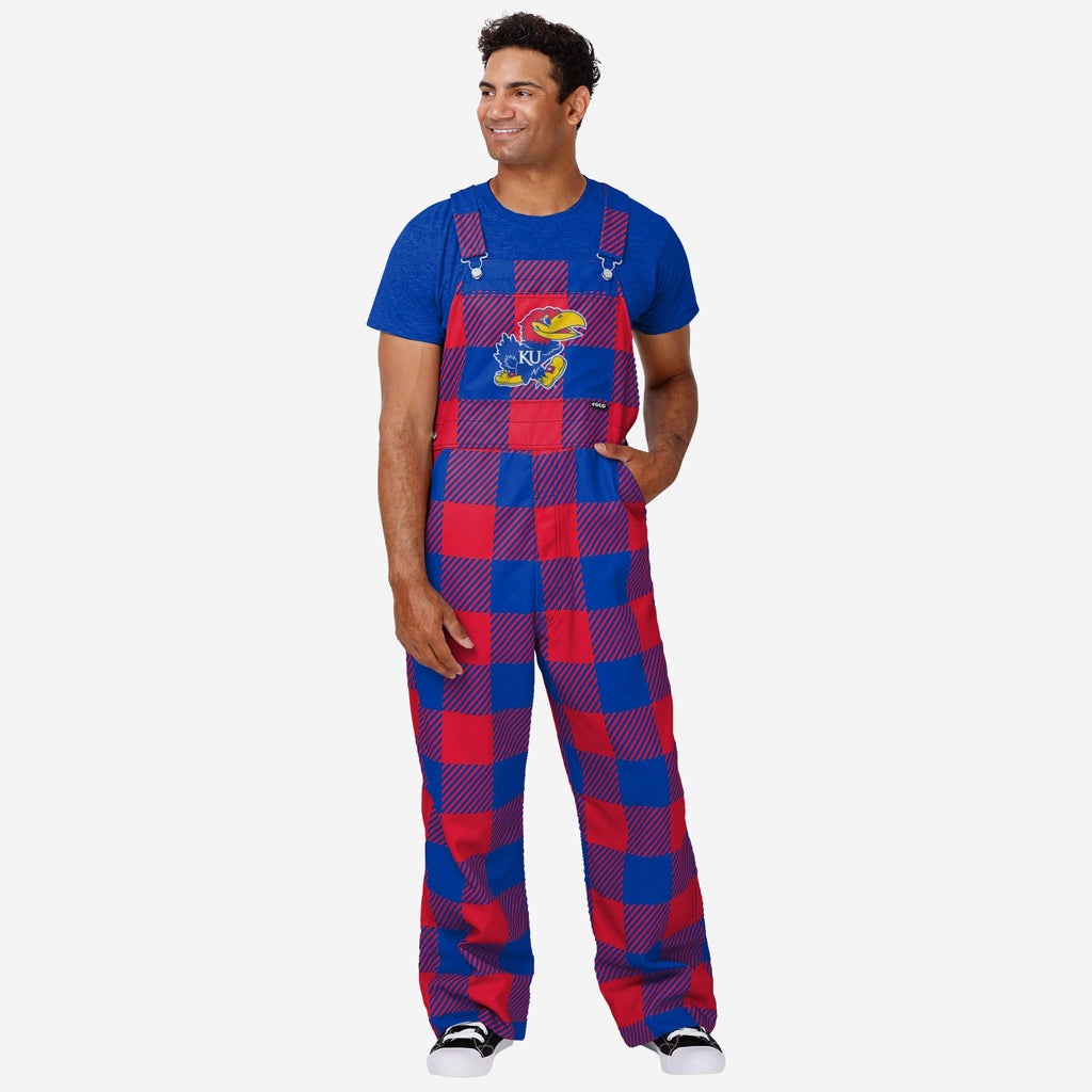 Kansas Jayhawks Mens Plaid Bib Overalls FOCO S - FOCO.com