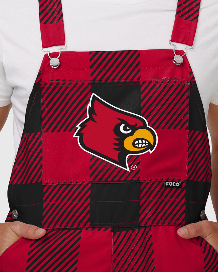 Louisville Cardinals Mens Plaid Bib Overalls FOCO