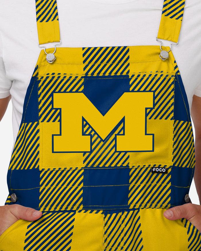 Michigan Wolverines Mens Plaid Bib Overalls FOCO - FOCO.com