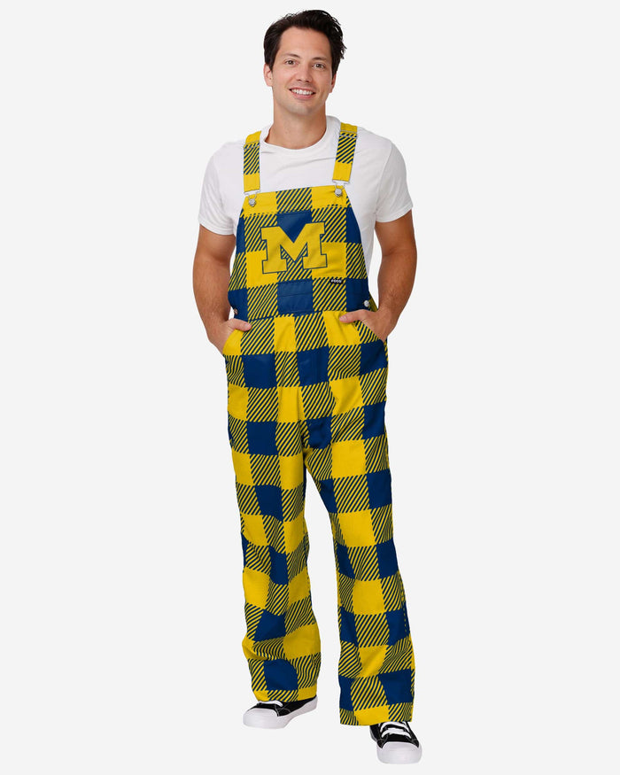 Michigan Wolverines Mens Plaid Bib Overalls FOCO S - FOCO.com